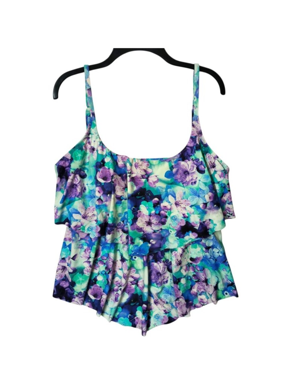 Azul Swimsuit Tankini Top Ruffled Layered Women's Size 16 Adjustable Straps
